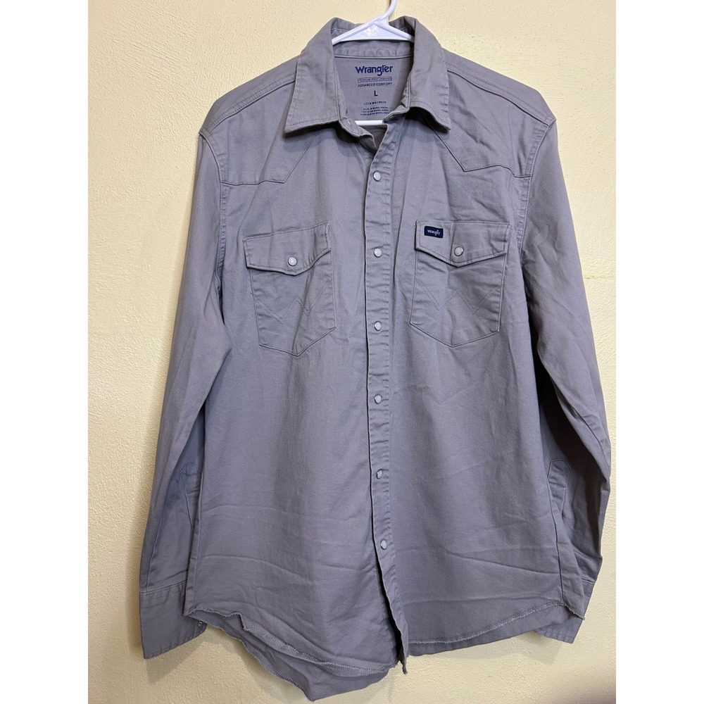 Wrangler Premium Performance Advanced‎ Comfort Gray Western Shirt L
